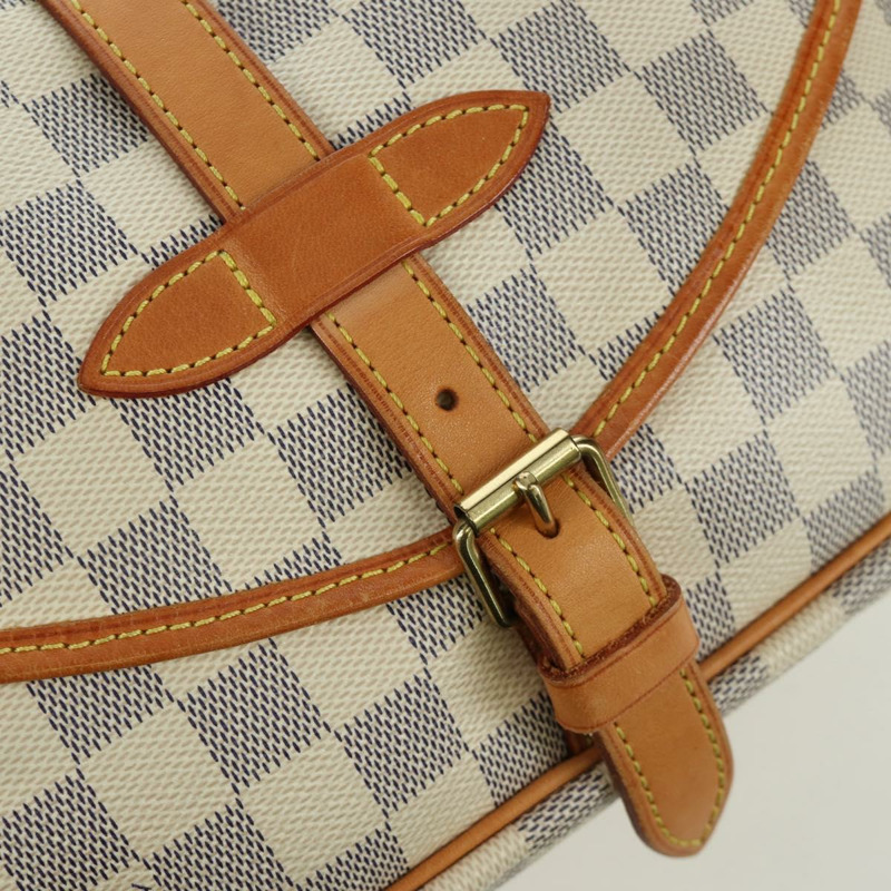 【日本直送】路易威登 Damier Azur Saumur 30 肩背包 SPO N48202 LV Auth ARZ546V-21