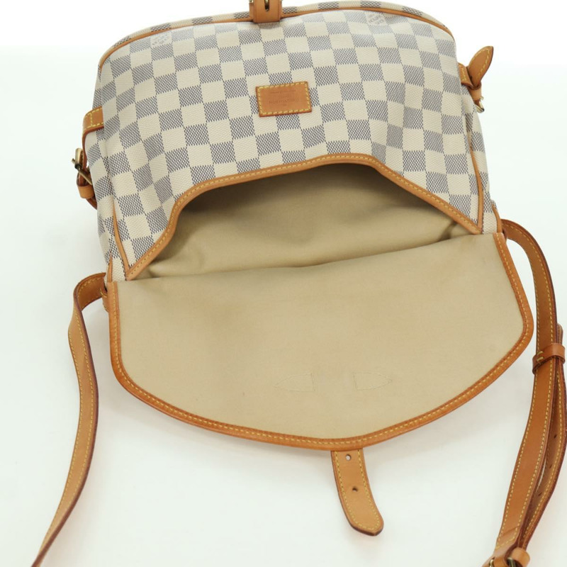 【日本直送】路易威登 Damier Azur Saumur 30 肩背包 SPO N48202 LV Auth ARZ546V-22