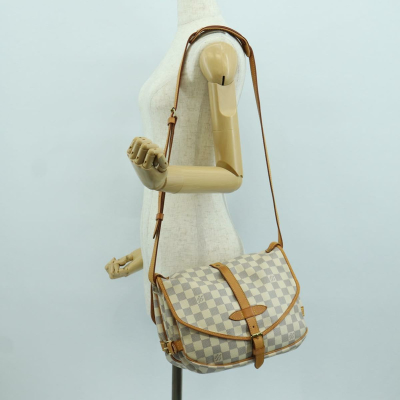 【日本直送】路易威登 Damier Azur Saumur 30 肩背包 SPO N48202 LV Auth ARZ546V-31