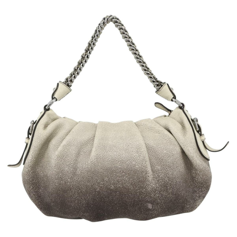 【日本直送】PRADA 鏈條手提包 皮革 白色 銀色 正品 BSZ318V-1