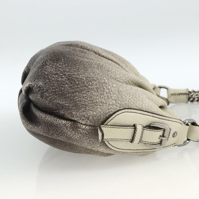 【日本直送】PRADA 鏈條手提包 皮革 白色 銀色 正品 BSZ318V-3