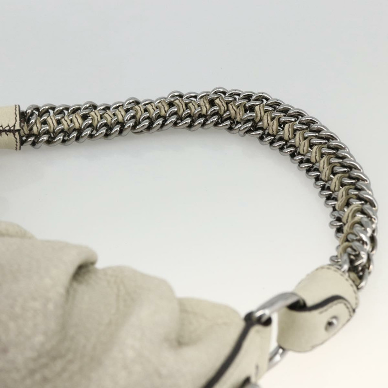 【日本直送】PRADA 鏈條手提包 皮革 白色 銀色 正品 BSZ318V-13