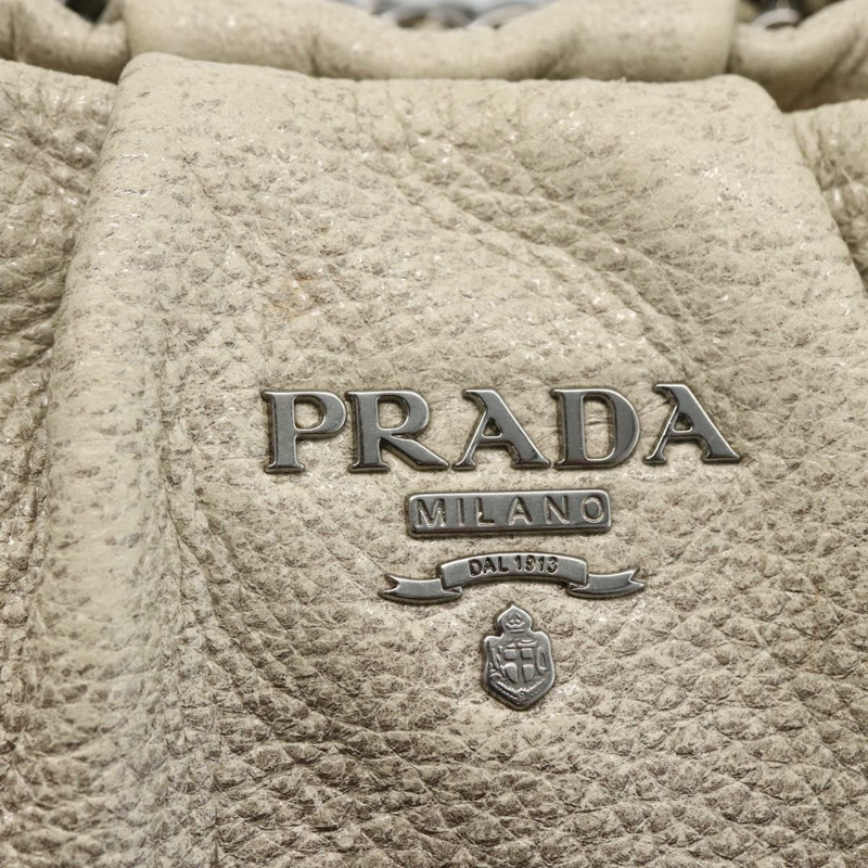 【日本直送】PRADA 鏈條手提包 皮革 白色 銀色 正品 BSZ318V-17