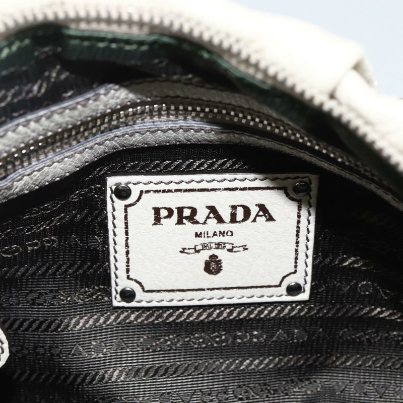 【日本直送】PRADA 鏈條手提包 皮革 白色 銀色 正品 BSZ318V-18