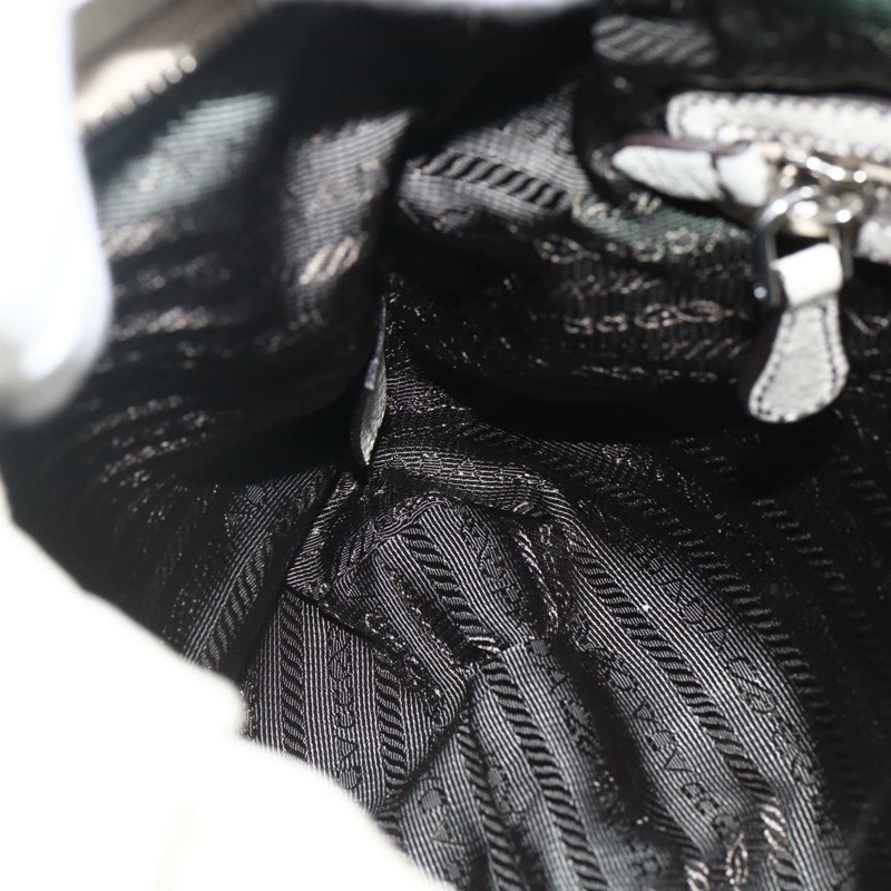 【日本直送】PRADA 鏈條手提包 皮革 白色 銀色 正品 BSZ318V-20