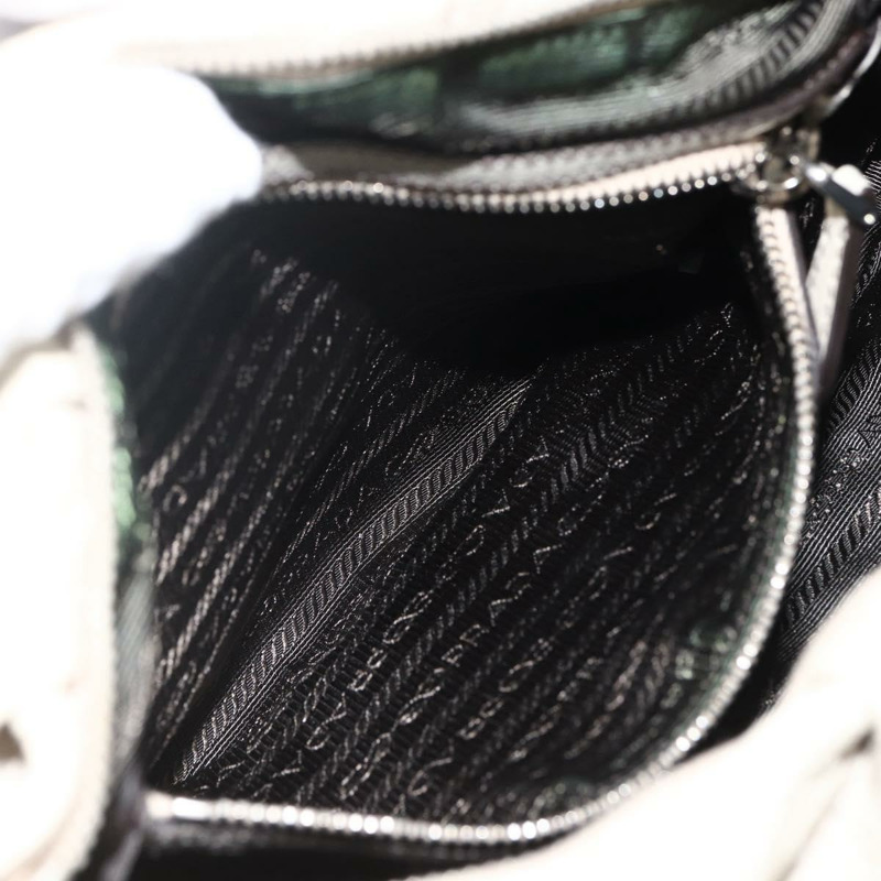 【日本直送】PRADA 鏈條手提包 皮革 白色 銀色 正品 BSZ318V-22