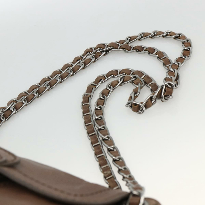 【日本直送】PRADA 鏈條單肩包 皮革 棕色 銀色 正品 BSZ238V-13