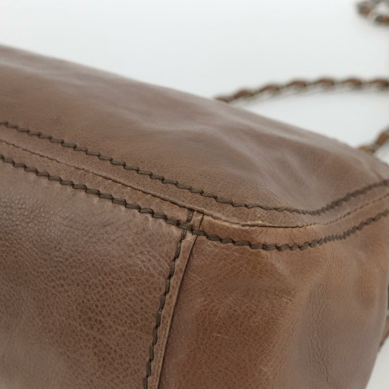 【日本直送】PRADA 鏈條單肩包 皮革 棕色 銀色 正品 BSZ238V-15