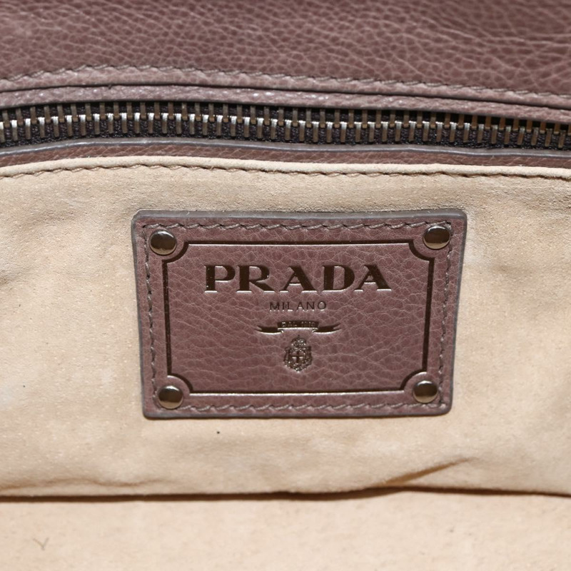 【日本直送】PRADA 鏈條單肩包 皮革 棕色 銀色 正品 BSZ238V-18
