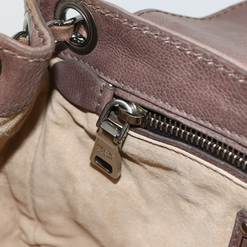 【日本直送】PRADA 鏈條單肩包 皮革 棕色 銀色 正品 BSZ238V-21