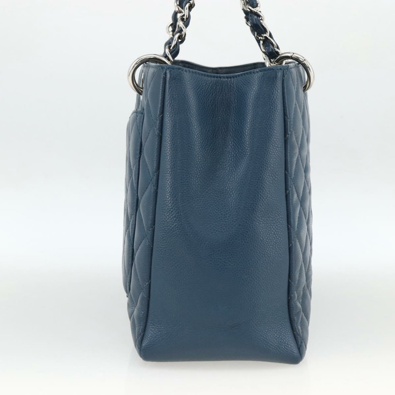 【日本直送】香奈兒 (CHANEL) 菱格紋鏈條肩背包，魚子醬紋皮革，藍色，銀色雙C標誌，正品 ARZ343SAV-2