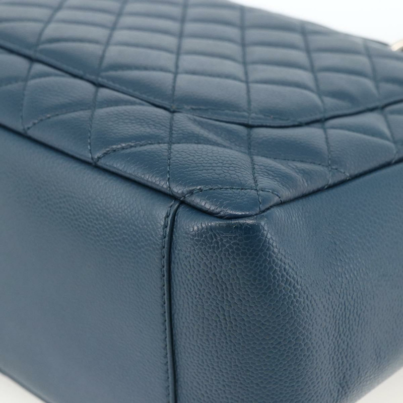 【日本直送】香奈兒 (CHANEL) 菱格紋鏈條肩背包，魚子醬紋皮革，藍色，銀色雙C標誌，正品 ARZ343SAV-14