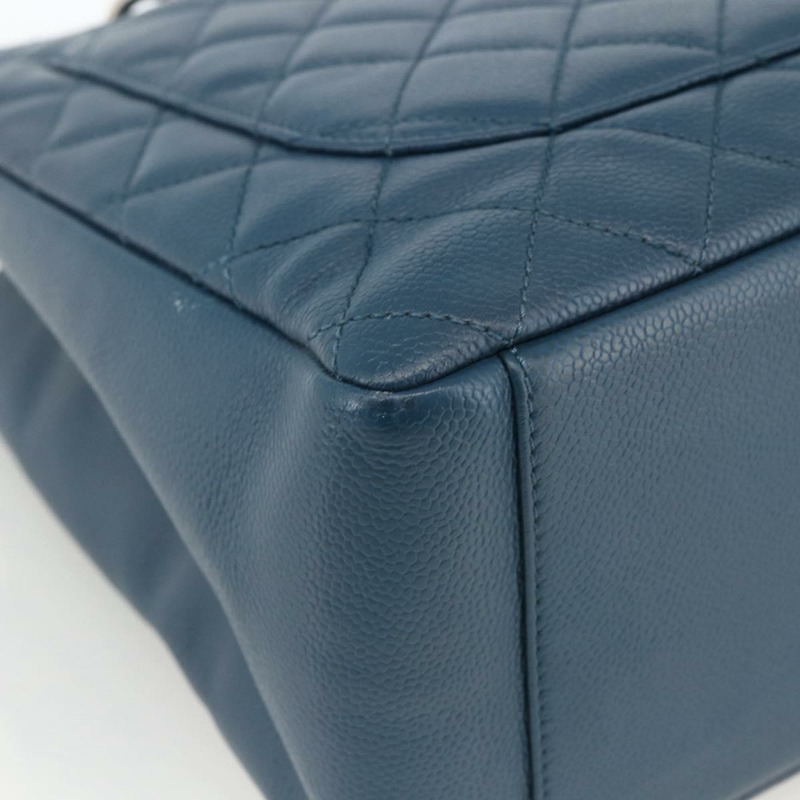 【日本直送】香奈兒 (CHANEL) 菱格紋鏈條肩背包，魚子醬紋皮革，藍色，銀色雙C標誌，正品 ARZ343SAV-15