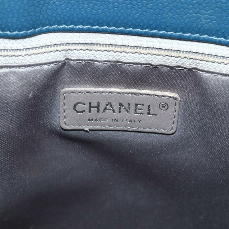 【日本直送】香奈兒 (CHANEL) 菱格紋鏈條肩背包，魚子醬紋皮革，藍色，銀色雙C標誌，正品 ARZ343SAV-16