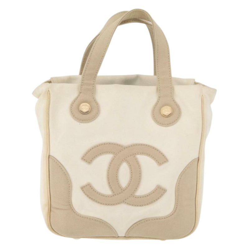 【日本直送】香奈兒帆布手袋 米色奶油色 CC 標誌 Auth 174069A-12
