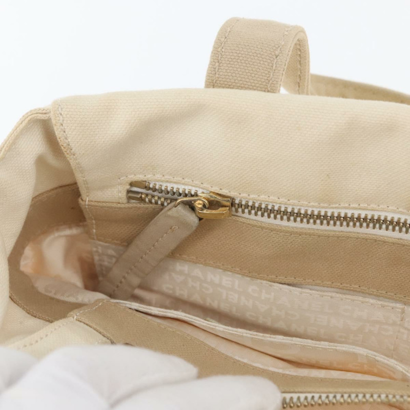 【日本直送】香奈兒帆布手袋 米色奶油色 CC 標誌 Auth 174069A-23