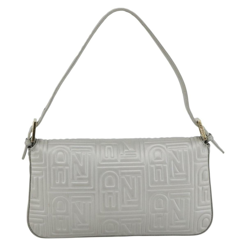 【日本直送】FENDI Mamma Baguette 肩背包 皮革 銀色 金色 正品 174143V-1