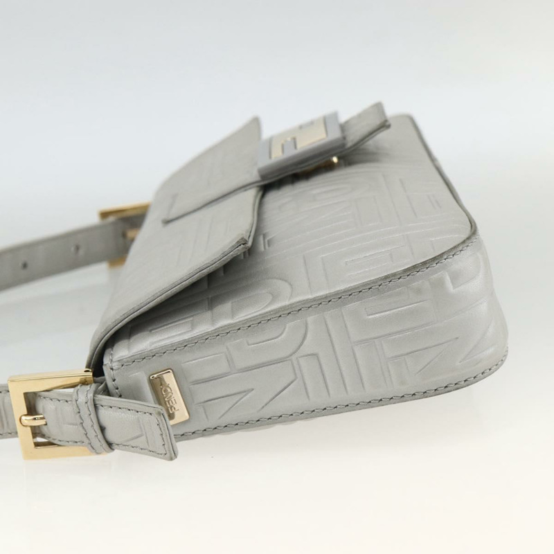【日本直送】FENDI Mamma Baguette 肩背包 皮革 銀色 金色 正品 174143V-2
