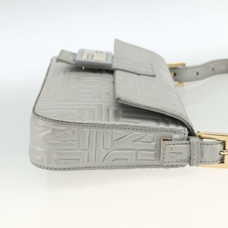 【日本直送】FENDI Mamma Baguette 肩背包 皮革 銀色 金色 正品 174143V-3