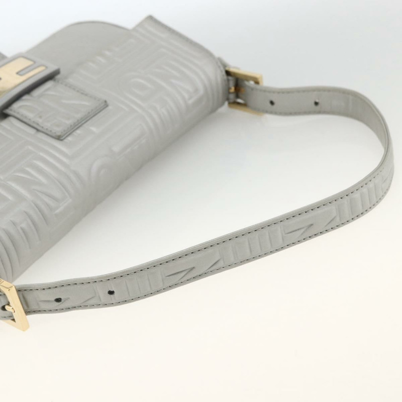 【日本直送】FENDI Mamma Baguette 肩背包 皮革 銀色 金色 正品 174143V-6