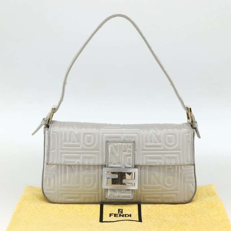 【日本直送】FENDI Mamma Baguette 肩背包 皮革 銀色 金色 正品 174143V-11