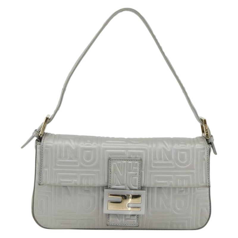 【日本直送】FENDI Mamma Baguette 肩背包 皮革 銀色 金色 正品 174143V-12
