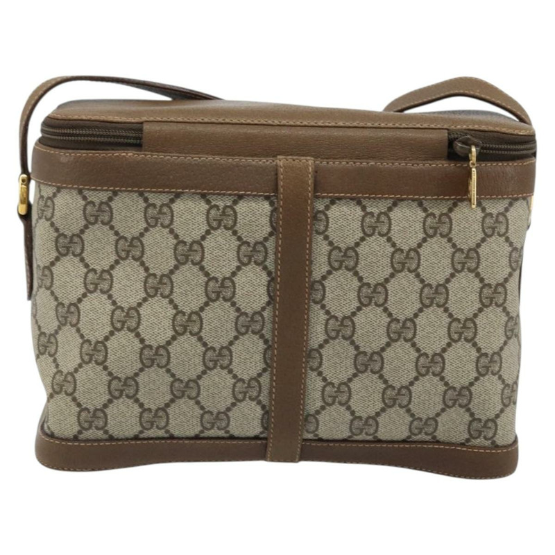 【日本直送】GUCCI GG Supreme Web Sherry Line 手提包 PVC 米色 金色 904 02 069 Auth LNZ716-1