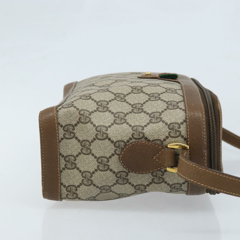 【日本直送】GUCCI GG Supreme Web Sherry Line 手提包 PVC 米色 金色 904 02 069 Auth LNZ716-2