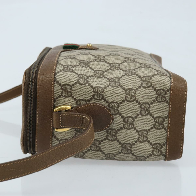 【日本直送】GUCCI GG Supreme Web Sherry Line 手提包 PVC 米色 金色 904 02 069 Auth LNZ716-3