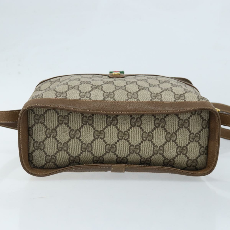 【日本直送】GUCCI GG Supreme Web Sherry Line 手提包 PVC 米色 金色 904 02 069 Auth LNZ716-4