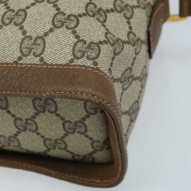 【日本直送】GUCCI GG Supreme Web Sherry Line 手提包 PVC 米色 金色 904 02 069 Auth LNZ716-7