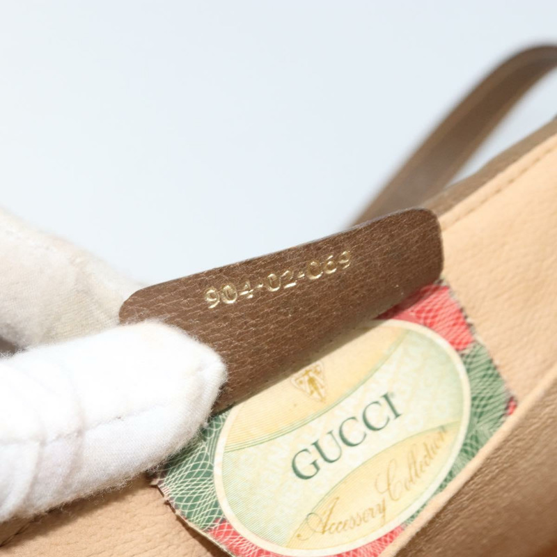 【日本直送】GUCCI GG Supreme Web Sherry Line 手提包 PVC 米色 金色 904 02 069 Auth LNZ716-10