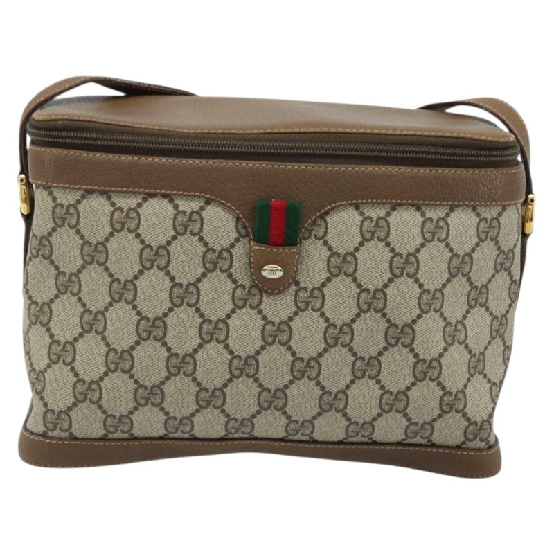 【日本直送】GUCCI GG Supreme Web Sherry Line 手提包 PVC 米色 金色 904 02 069 Auth LNZ716-12