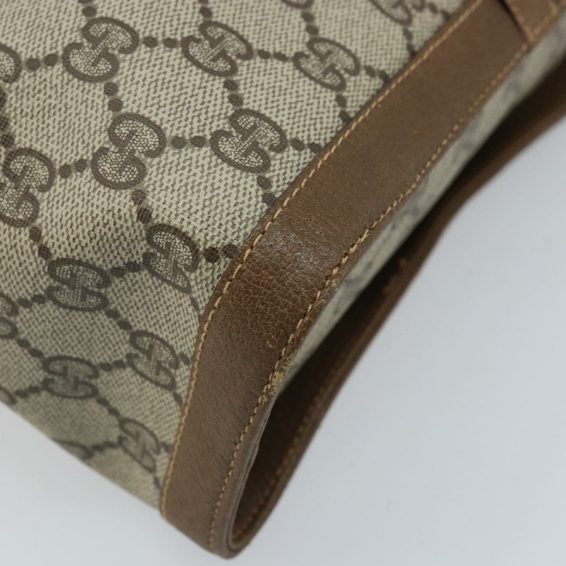 【日本直送】GUCCI GG Supreme Web Sherry Line 手提包 PVC 米色 金色 904 02 069 Auth LNZ716-16