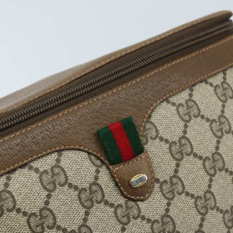【日本直送】GUCCI GG Supreme Web Sherry Line 手提包 PVC 米色 金色 904 02 069 Auth LNZ716-17