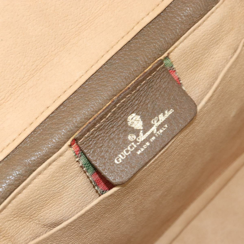 【日本直送】GUCCI GG Supreme Web Sherry Line 手提包 PVC 米色 金色 904 02 069 Auth LNZ716-19