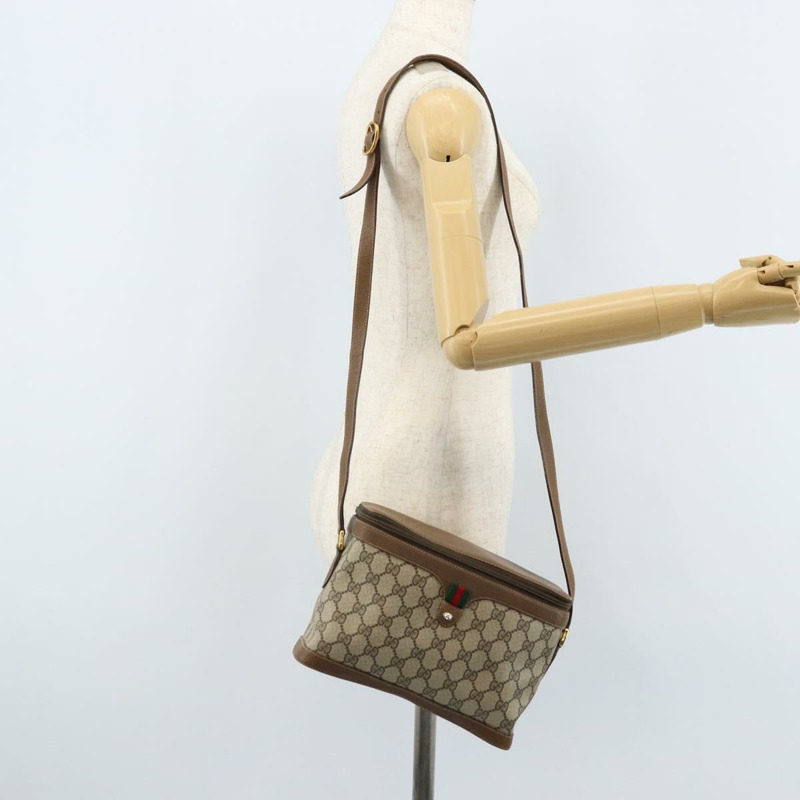 【日本直送】GUCCI GG Supreme Web Sherry Line 手提包 PVC 米色 金色 904 02 069 Auth LNZ716-23