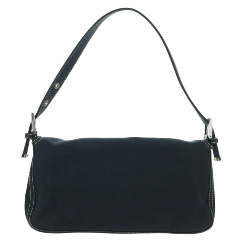 【日本直送】FENDI 大理石紋 Mamma Baguette 單肩包 帆布 海軍藍 銀色 正品 am10993V-1