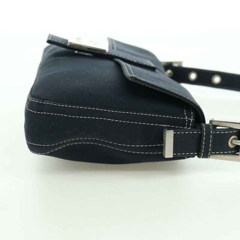 【日本直送】FENDI 大理石紋 Mamma Baguette 單肩包 帆布 海軍藍 銀色 正品 am10993V-3