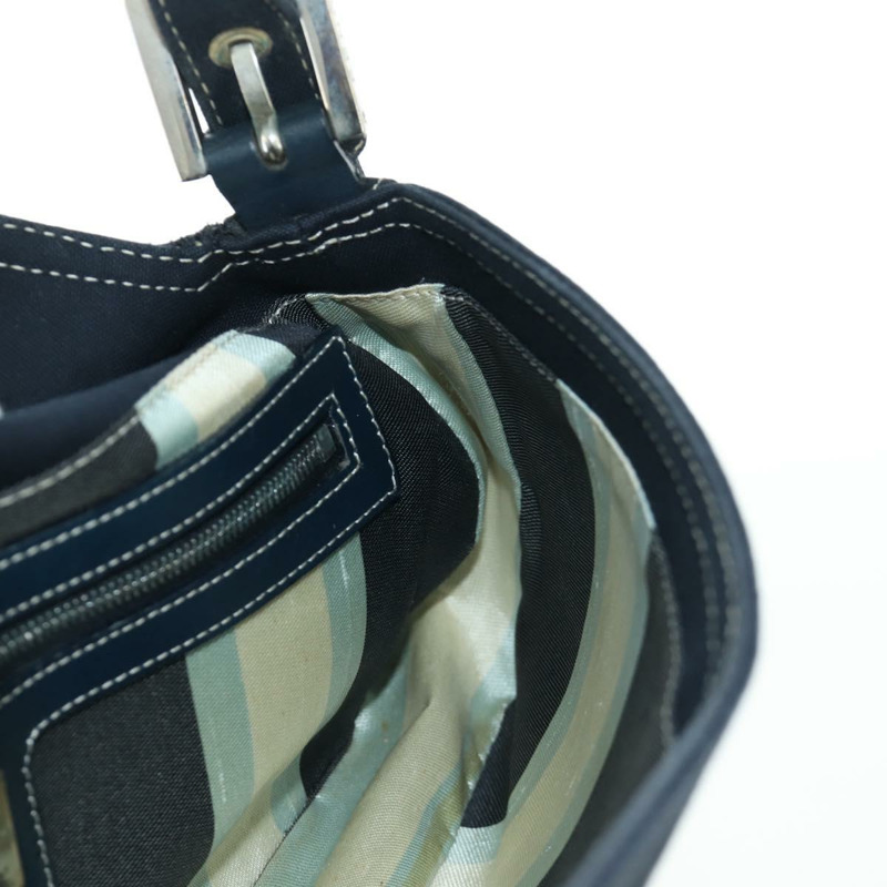 【日本直送】FENDI 大理石紋 Mamma Baguette 單肩包 帆布 海軍藍 銀色 正品 am10993V-21