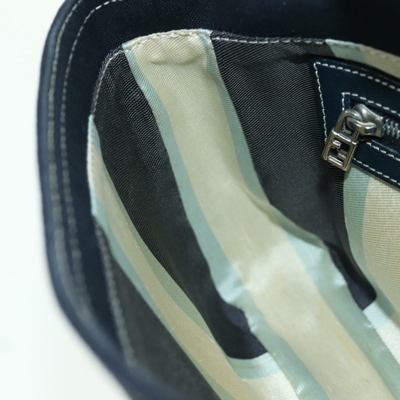 【日本直送】FENDI 大理石紋 Mamma Baguette 單肩包 帆布 海軍藍 銀色 正品 am10993V-22