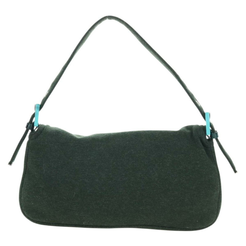 【日本直送】FENDI Mamma Baguette 肩背包 針織綠 銀色 正品 am11047V-1