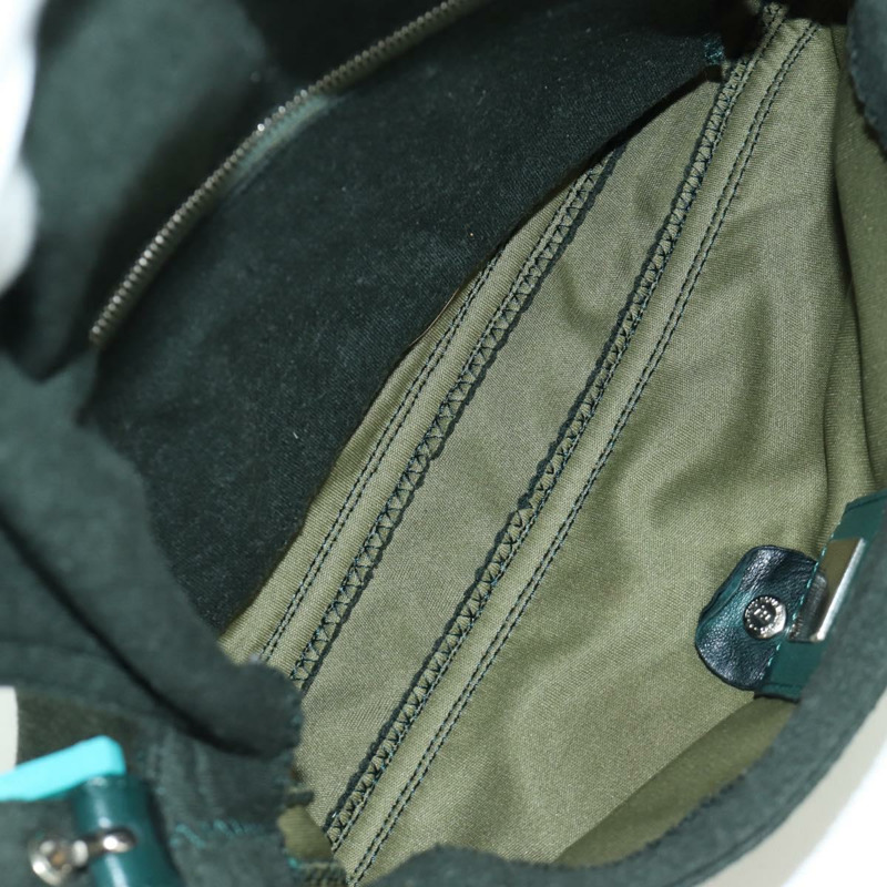 【日本直送】FENDI Mamma Baguette 肩背包 針織綠 銀色 正品 am11047V-10