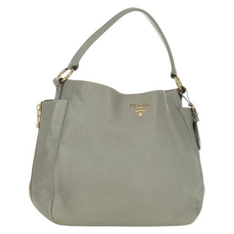PRADA 灰色金色皮革肩背包 正品 ARZ570V
