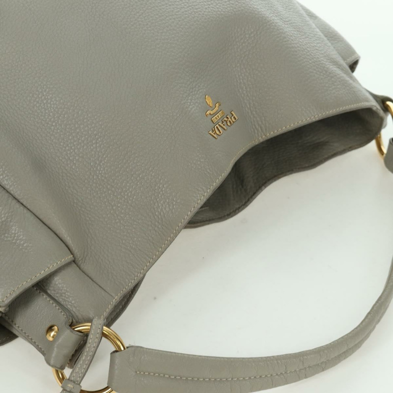 【日本直送】PRADA 灰色金色皮革肩背包 正品 ARZ570V-5