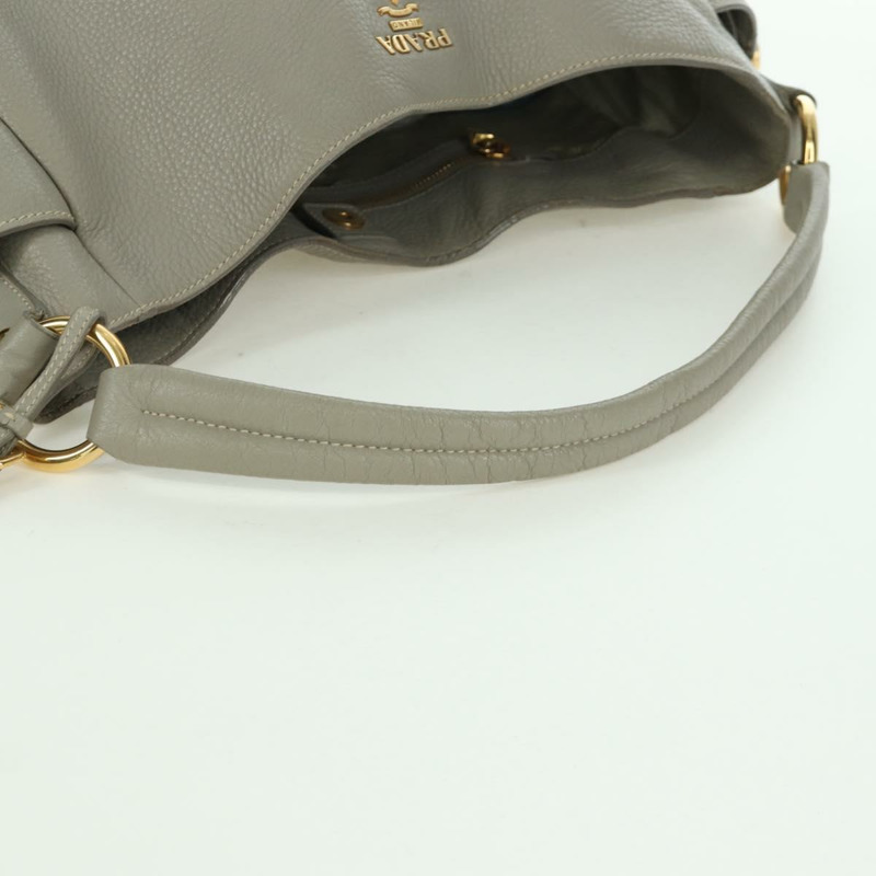 【日本直送】PRADA 灰色金色皮革肩背包 正品 ARZ570V-6