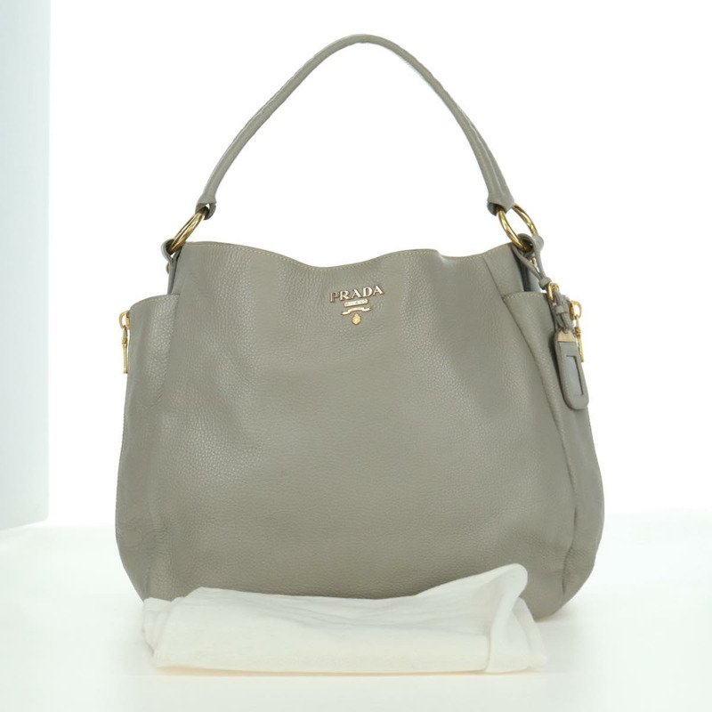 【日本直送】PRADA 灰色金色皮革肩背包 正品 ARZ570V-11