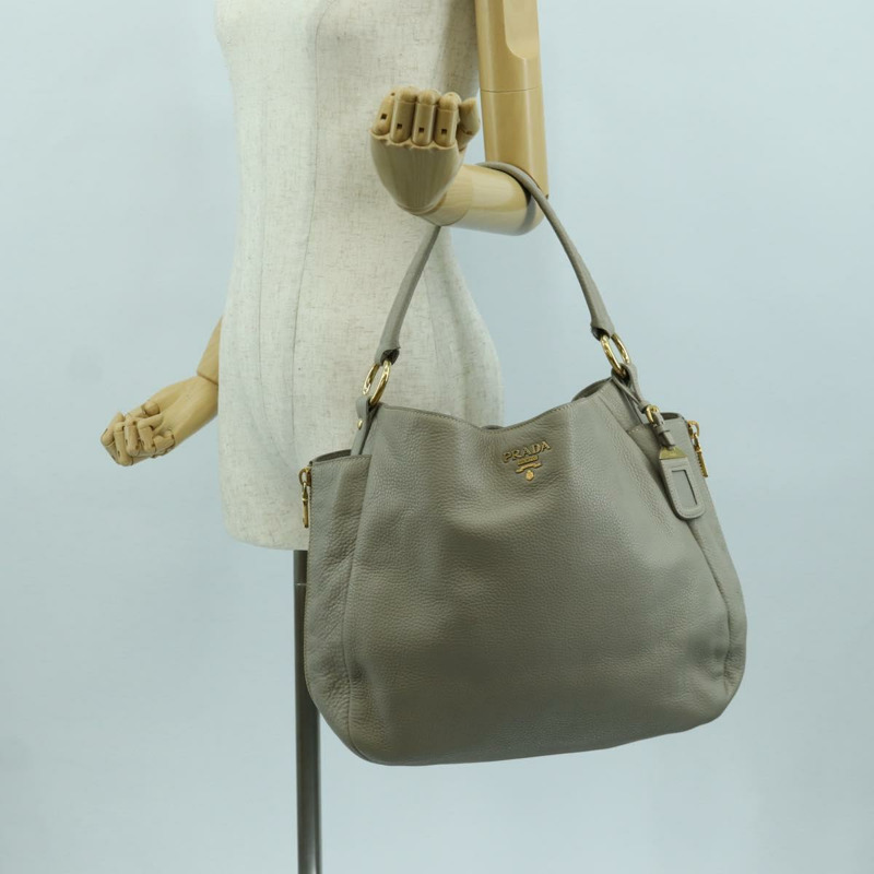 【日本直送】PRADA 灰色金色皮革肩背包 正品 ARZ570V-25