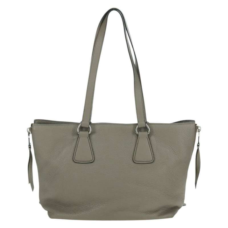 【日本直送】PRADA 灰色銀色皮革手提包 正品 ARZ581V-1