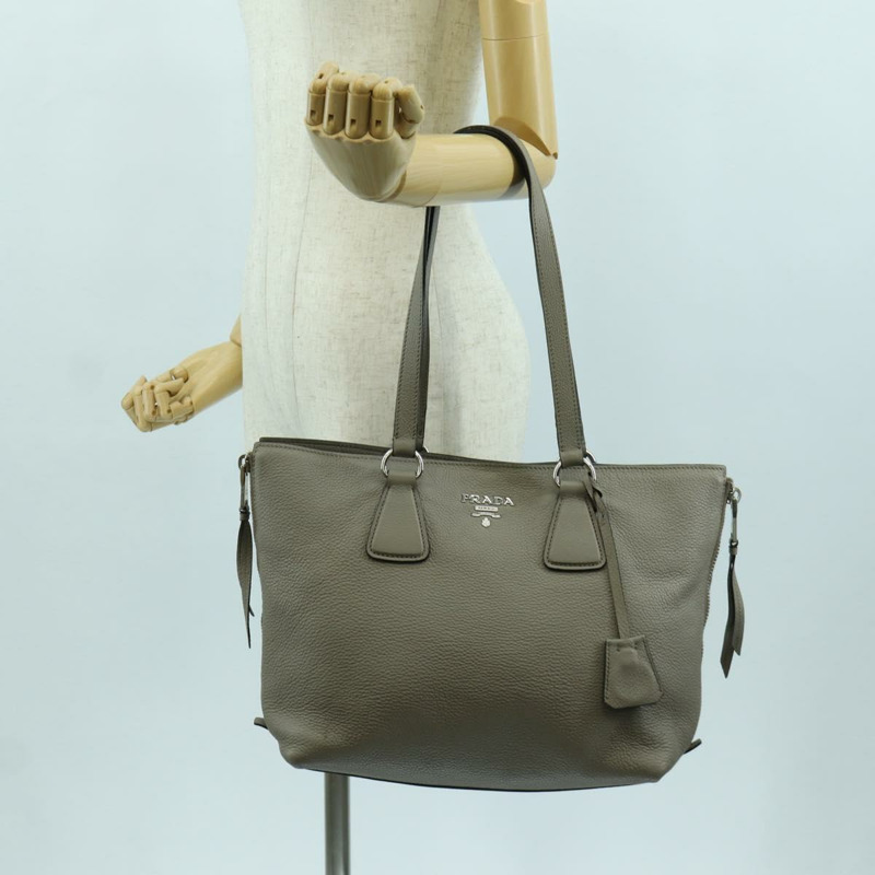 【日本直送】PRADA 灰色銀色皮革手提包 正品 ARZ581V-27